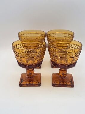 Vintage Indiana Glass Amber Park Lane Dessert Dishes